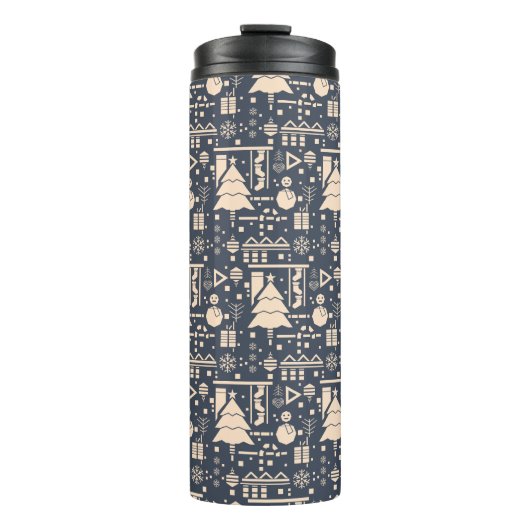 Geometrisches Weihnachtsmuster Thermosbecher (Vorderseite)