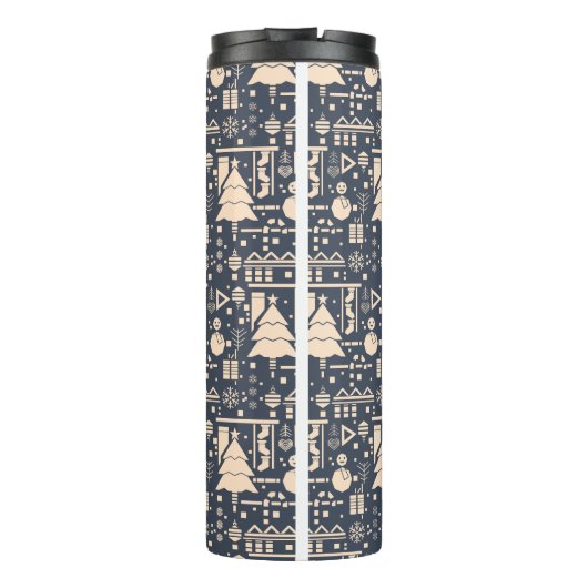 Geometrisches Weihnachtsmuster Thermosbecher (Rückseite)