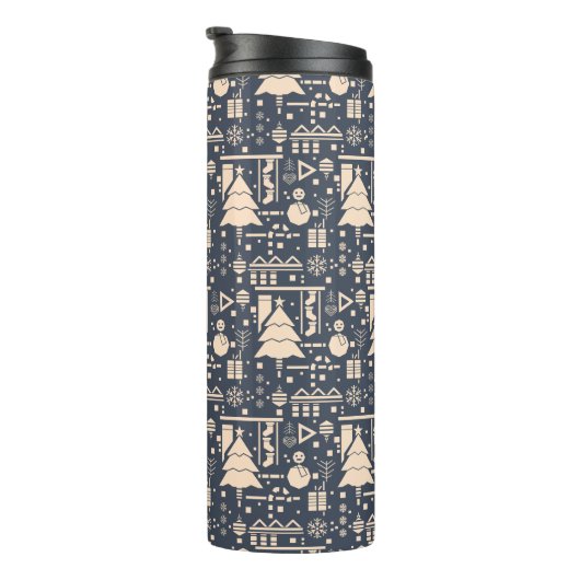 Geometrisches Weihnachtsmuster Thermosbecher (Nach rechts gedreht)