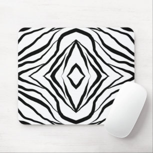 Geometrisches Weiß über schwarze Zebrastreifen Mousepad
