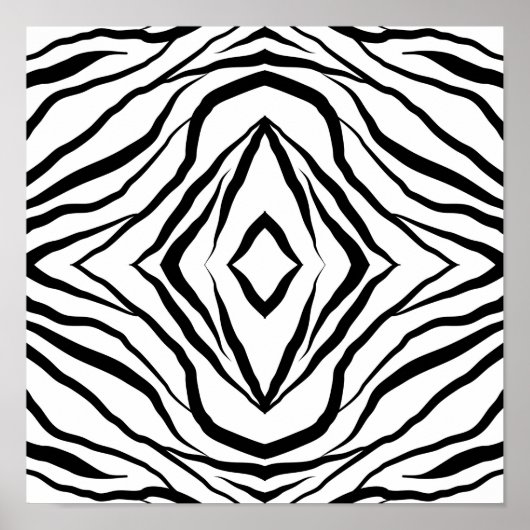 Geometrisches Weiß über schwarze Zebrastreifen Poster (Vorne)