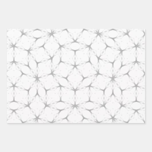 Geometrisches Weiß- und Silbermuster Geschenkpapier Set (Vorderseite)