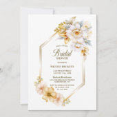 Geometrisches weißes Brautparty Einladung (Vorderseite)