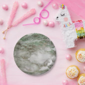 Geometrisches weißes graues Carrara Mint Cali Gold Pappteller (Party)