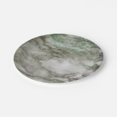 Geometrisches weißes graues Carrara Mint Cali Gold Pappteller (Schrägansicht)