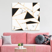 Geometrisches weißes Marmor in Gold Leinwanddruck (Insitu (Wohnzimmer))