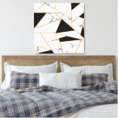Geometrisches weißes Marmor in Gold Leinwanddruck (Insitu (Schlafzimmer))