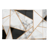 Geometrisches weißes Marmor in Gold, schwarz Kissenbezug (Rückseite)