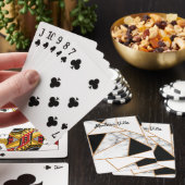 Geometrisches weißes Marmor in Gold Spielkarten (In Situ)