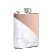 Geometrisches weißes MarmorRosengold des eleganten Flachmann (Rechts)