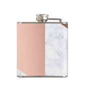 Geometrisches weißes MarmorRosengold des eleganten Flachmann (Rückseite)