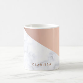Geometrisches weißes MarmorRosengold des eleganten Kaffeetasse