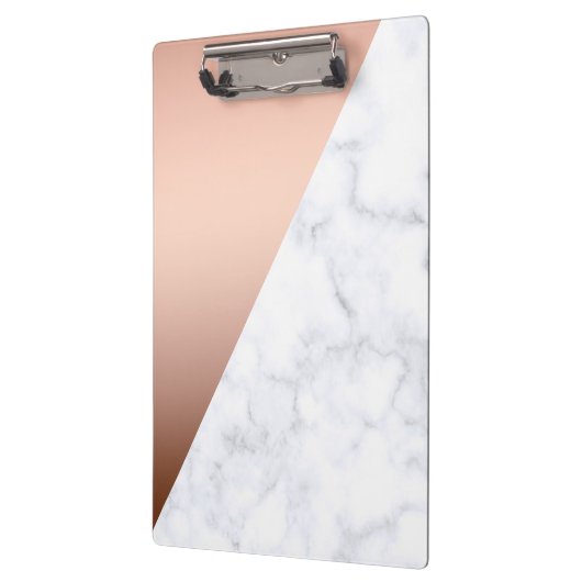 Geometrisches weißes MarmorRosengold des eleganten Klemmbrett (Links)