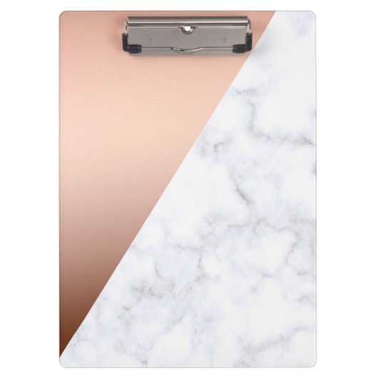 Geometrisches weißes MarmorRosengold des eleganten Klemmbrett (Vorderseite)