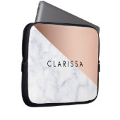 Geometrisches weißes MarmorRosengold des eleganten Laptopschutzhülle (Vorne Rechts)