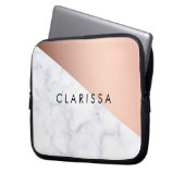 Geometrisches weißes MarmorRosengold des eleganten Laptopschutzhülle (Vorderseite Links)