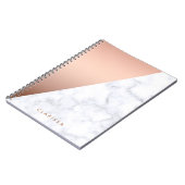 Geometrisches weißes MarmorRosengold des eleganten Notizblock (Linke Seite)