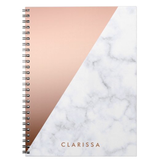 Geometrisches weißes MarmorRosengold des eleganten Notizblock (Vorderseite)