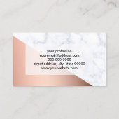 Geometrisches weißes MarmorRosengold des eleganten Visitenkarte (Rückseite)