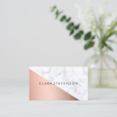 Geometrisches weißes MarmorRosengold des eleganten Visitenkarte (Stehend Vorderseite)