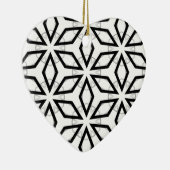 Geometrisches weißes Schwarz-Silber-Muster Keramik Ornament (Rechts)