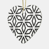 Geometrisches weißes Schwarz-Silber-Muster Keramik Ornament (Links)