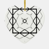 Geometrisches weißes Schwarz-Silber-Muster Keramik Ornament (Vorne)