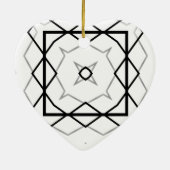 Geometrisches weißes Schwarz-Silber-Muster Keramik Ornament (Hinten)