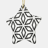 Geometrisches weißes Schwarz-Silber-Muster Keramik Ornament (Links)