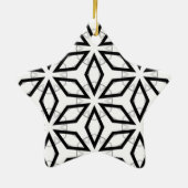 Geometrisches weißes Schwarz-Silber-Muster Keramik Ornament (Hinten)
