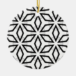 Geometrisches weißes Schwarz-Silber-Muster Keramik Ornament