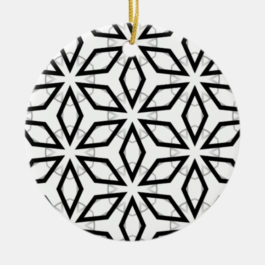 Geometrisches weißes Schwarz-Silber-Muster Keramik Ornament (Vorne)