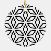 Geometrisches weißes Schwarz-Silber-Muster Keramik Ornament (Hinten)