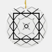 Geometrisches weißes Schwarz-Silber-Muster Keramik Ornament (Hinten)