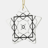 Geometrisches weißes Schwarz-Silber-Muster Keramik Ornament (Links)