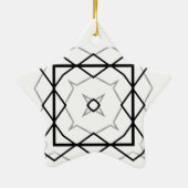 Geometrisches weißes Schwarz-Silber-Muster Keramik Ornament (Hinten)