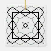 Geometrisches weißes Schwarz-Silber-Muster Keramikornament (Rückseite)