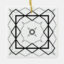 Geometrisches weißes Schwarz-Silber-Muster Keramikornament