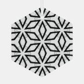 Geometrisches weißes Schwarz-Silber-Muster Ornament Aus Glas (Rückseite)