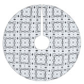 Geometrisches weißes Schwarz-Silber-Muster Polyester Weihnachtsbaumdecke (Vorderseite)