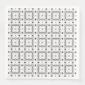 Geometrisches weißes Schwarz-Silber-Muster Serviette (Vorderseite)