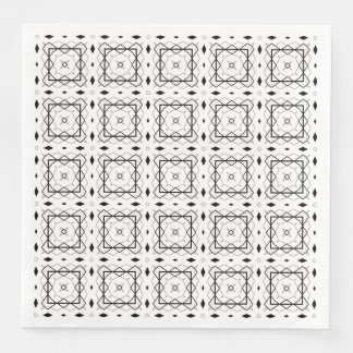Geometrisches weißes Schwarz-Silber-Muster Serviette