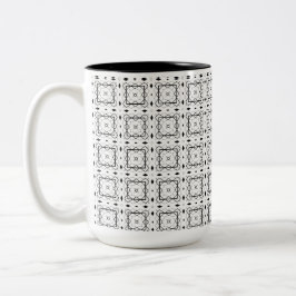 Geometrisches weißes Schwarz-Silber-Muster Zweifarbige Tasse