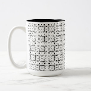 Geometrisches weißes Schwarz-Silber-Muster Zweifarbige Tasse