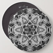 Geometrisches weißes, schwarzes Lochmuster Button (Vorne & Hinten)