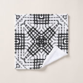 Geometrisches weißes und schwarzes Lochmuster Anna Badhandtuch Set (Waschlappen)