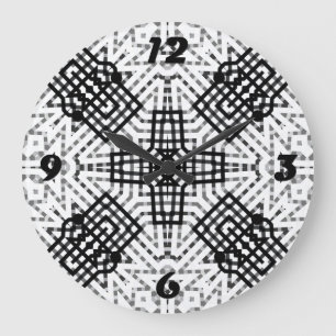 Geometrisches weißes und schwarzes Lochmuster Anna Große Wanduhr