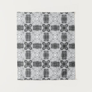 Geometrisches weißes und schwarzes Lochmuster Anna Wandteppich