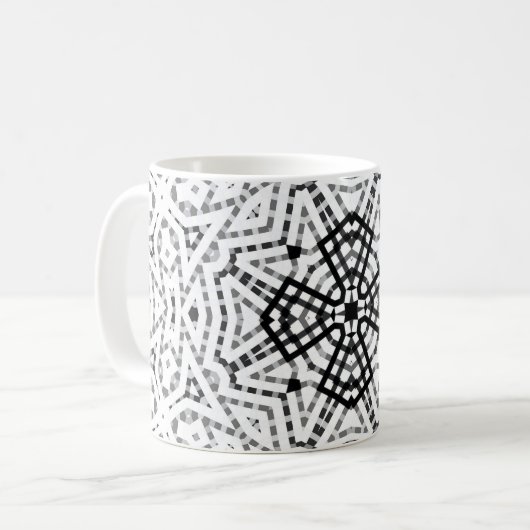 Geometrisches weißes und schwarzes Lochmuster Elsa Kaffeetasse (Vorderseite Links)