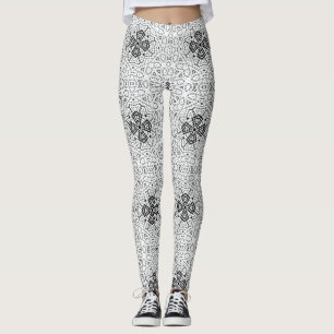 Geometrisches weißes und schwarzes Lochmuster Elsa Leggings